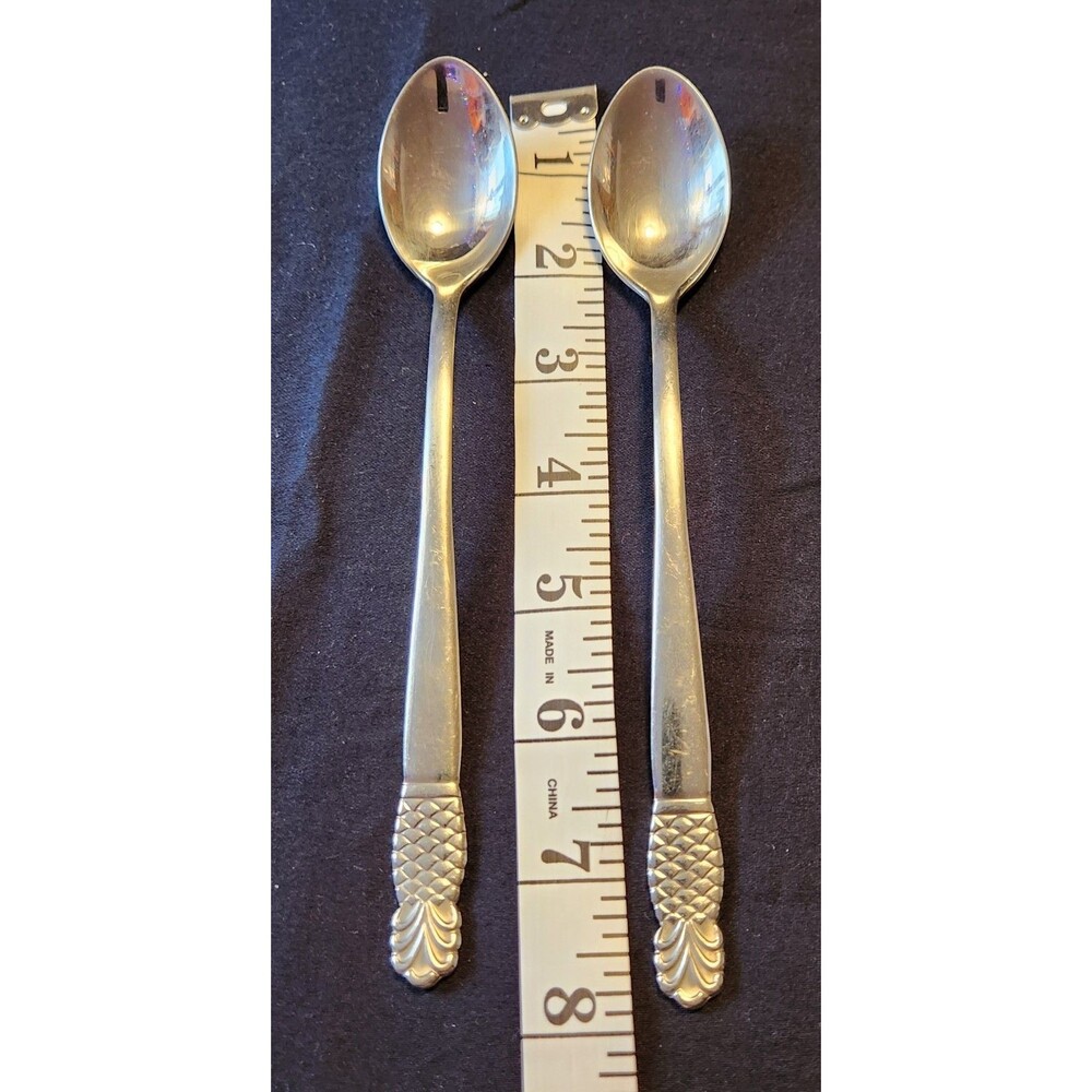 2 Spoons Ginkgo Pineapple flatware REPLACEMENT 8 inches long